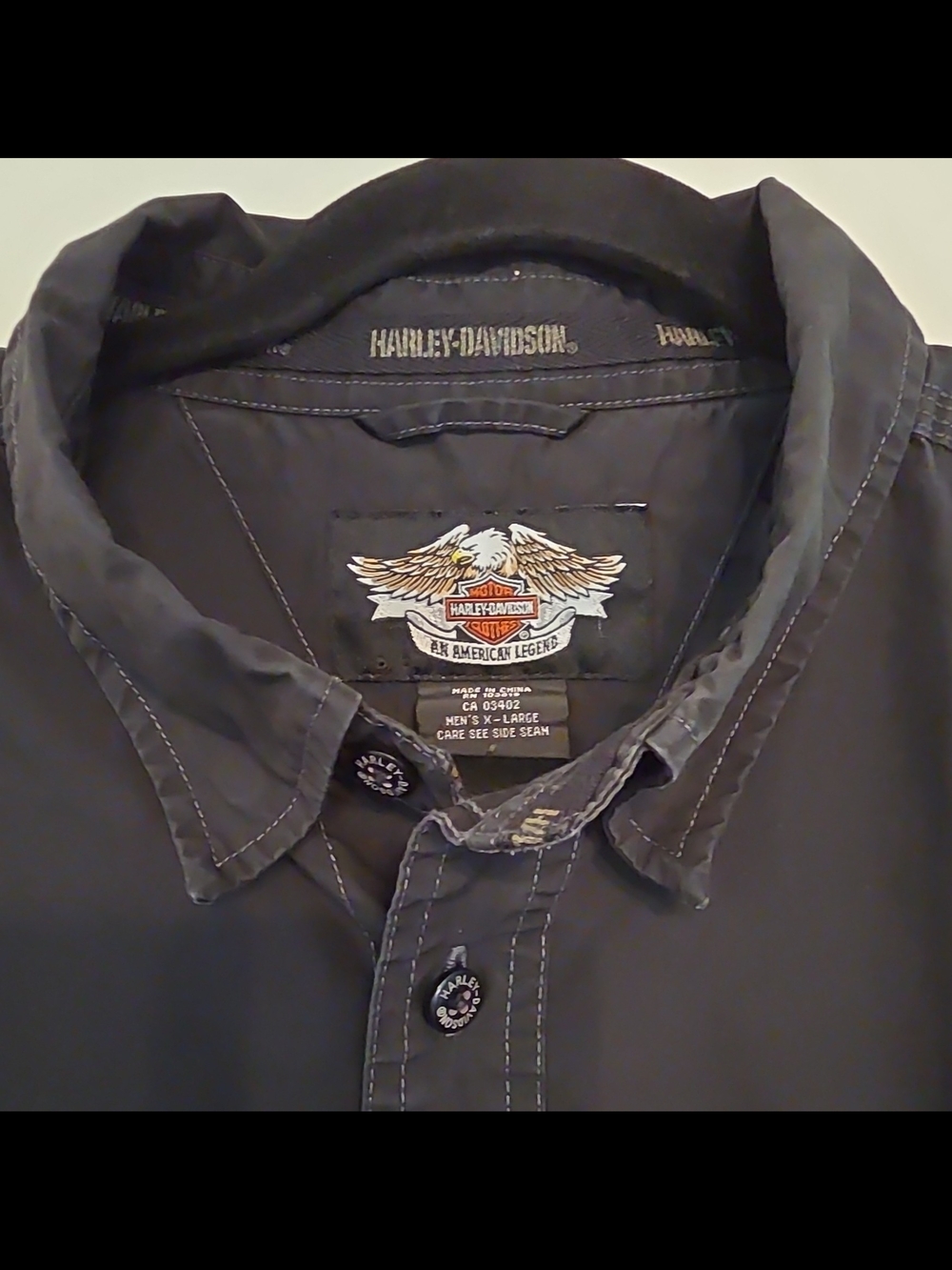 Harley-Davidson Black Men’s Casual Button-Down Shirt with Embroidered Logo - Picture 1 of 9